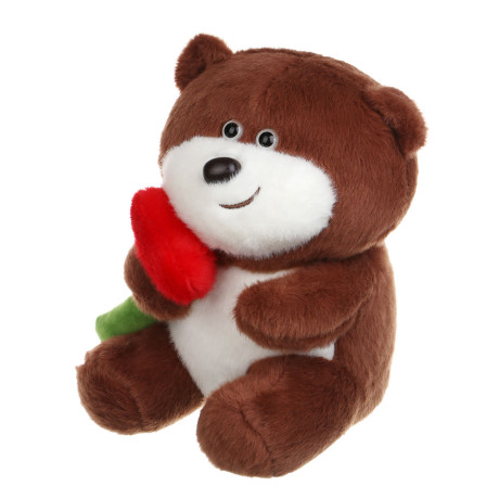 ИГРОЛЕНД Игрушка мягкая "Медведь с цветком", 25 см, полиэстер, микс видов