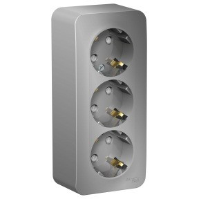 Systeme Electric BLANCA роз. ОУ 3 мест. 16А алюм. (пл.осн., земля, штор., изол.пл.) BLNRA011313 (5!)