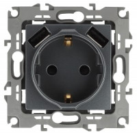 ЭРА 12 мех. роз. СУ 1 мест. 16А земля, шторки, 2хUSB, графит, автоклеммы 12-4109-12 6569