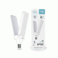 Gauss BASIC лампа высокомощн. 15W(1450lm) 4100K 4K E27 52x234 IP20 Клевер-2 11732212