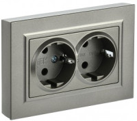 IEK BRITE роз. СУ 2 мест. земля(штор.) 16А РСш12-3-БрШ шампань BR-R24-16-K37-F