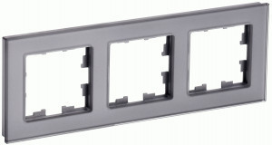 IEK BRITE Рамка СУ 3 мест. РУ-3-2-БрСе стекло сер. BR-M32-G-K03