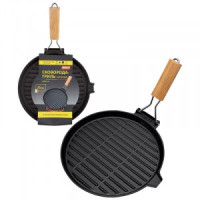 Сковорода-гриль Mallony PADELLA, круглая, d=26см, деревянная складная ручка, чугун 985059