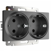 Werkel мех. роз. СУ 2 мест. 16A земля (графит рифленый) (WL04-SKG-02-IP20 a046604)W1172004 a050745