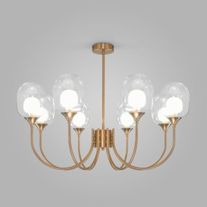 Eurosvet св-к подвес. 8x25W 800х800х590 мет прозр./латунь Spritz 70217/8 a064748