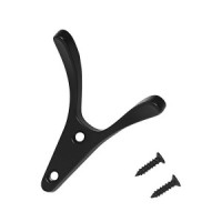 Крючок-вешалка мебельн 2-рожк СТАНДАРТ 206 BL мат.черный Инд. уп. на подвесе (600,50)