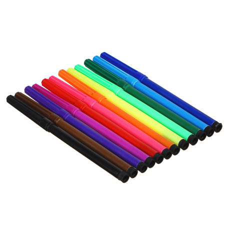 ClipStudio Фломастеры 12 цветов с цветным колпачком, пластик, в ПВХ пенале