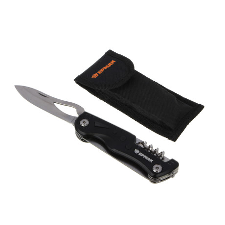 Нож перочинный многофункциональный тм ЕРМАК, 9 функций, 18.5см, нерж. сталь.