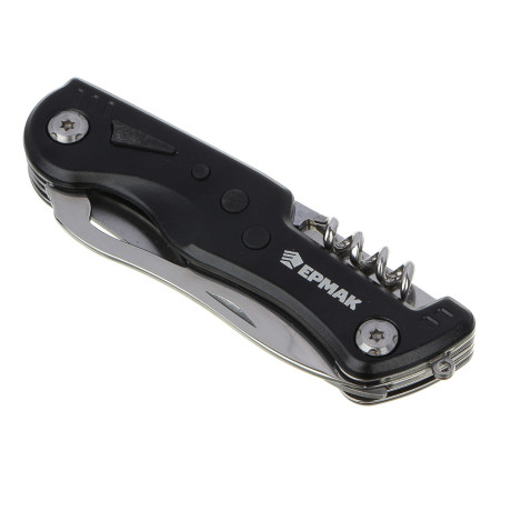 Нож перочинный многофункциональный тм ЕРМАК, 9 функций, 18.5см, нерж. сталь.
