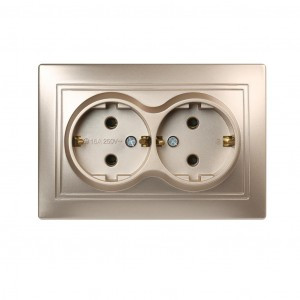 Smartbuy Венера роз. СУ 2-местная с заземлением 16А шампань,  (SBE-01c-16-S2-Z-c)