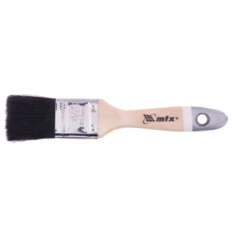 Кисть плоская, натуральная черная щетина, деревянная ручка 1.5" MTX