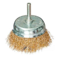 Щетка металл со шпилькой для дрели 75 мм чашка 656-027
