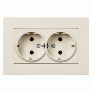 SmartBuy Нептун роз. СУ 2 мест. земля 16А с рамкой бежевая SBE-06i-16-S2-Z