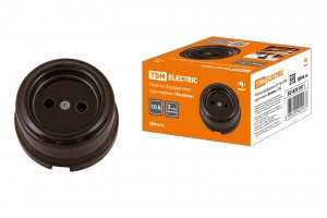 TDM Болонь Розетка фарфоровая 2П 10А 250В коричневая SQ1820-0411