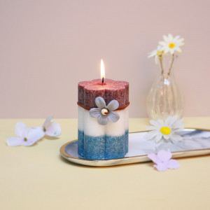 LADECOR Свеча ароматическая, в форме цветка, парафин, с декором, 7х10,5 см, аромат - мята