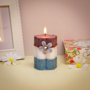 LADECOR Свеча ароматическая, в форме цветка, парафин, с декором, 7х10,5 см, аромат - мята