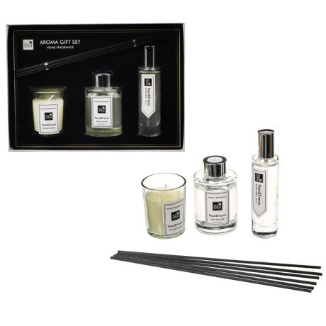 NEW GALAXY Набор Home ароматизатор-диффузор, спрей и свеча, 60, 30мл 50г wood sage,white flower,pear