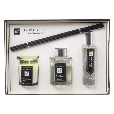 NEW GALAXY Набор Home ароматизатор-диффузор, спрей и свеча, 60, 30мл 50г wood sage,white flower,pear