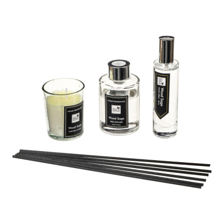 NEW GALAXY Набор Home ароматизатор-диффузор, спрей и свеча, 60, 30мл 50г wood sage,white flower,pear