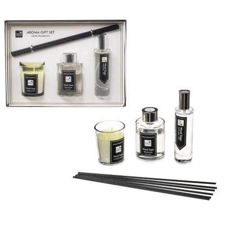 NEW GALAXY Набор Home ароматизатор-диффузор, спрей и свеча, 60, 30мл 50г wood sage,white flower,pear