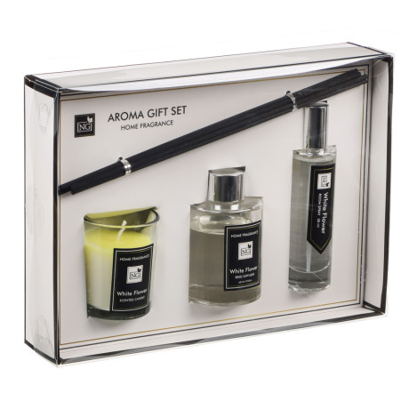 NEW GALAXY Набор Home ароматизатор-диффузор, спрей и свеча, 60, 30мл 50г wood sage,white flower,pear
