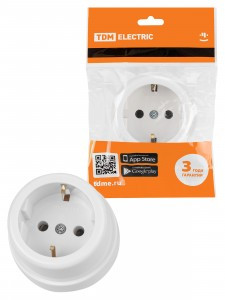 TDM Ретро роз. ОУ 1 мест. 16А (земля) пластик, белая (20!) SQ1806-0527