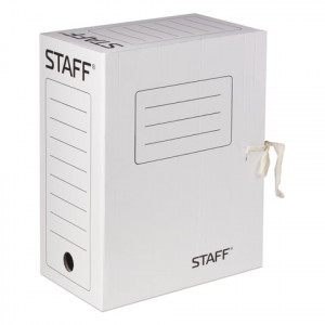 Папка архивная с завязками, микрогофрокартон, 150 мм, до 1400л., белая, STAFF, 128875