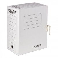 Папка архивная с завязками, микрогофрокартон, 150 мм, до 1400л., белая, STAFF, 128875