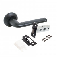 Комплект для двери АЛЛЮР АРТ ПОЛО BL+L45-8 BL (15150/S45) мат. черный(ручка и защелка)блистер (20)