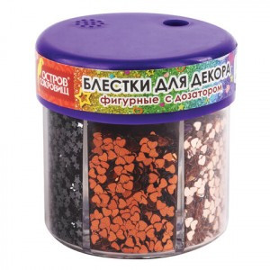 Блестки д/декорирования ФИГУРНЫЕ МЕТАЛЛИК, ОСТРОВ СОКРОВИЩ, в диспенсере с дозатором, 6цв., 191373