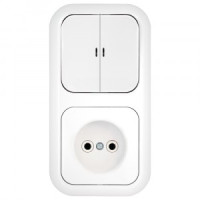 Bylectrica Гармония блок (роз. 16А + 2 кл. выкл. 10А) СУ бел. (инд.) 2В-РЦ-671