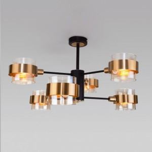 Eurosvet люстра E14 6x60W 650х0х345 металл черн/янтарн/медный/тонир Arcada 70127/6 a055603