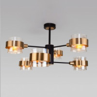 Eurosvet люстра E14 6x60W 650х0х345 металл черн/янтарн/медный/тонир Arcada 70127/6 a055603