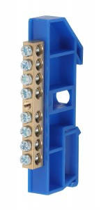 ЭРА шина нулевая "ноль" на DIN-изоляторе ШНИ-6х9  8 отв. синий (уп.10шт, цена за шт) NO-222-45