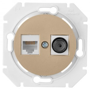 Bylectrica РЕТРО ПРОВАНС мех. комп. роз. RJ-45 + TV СУ корп. ABS, (ТК-6351 шампань)