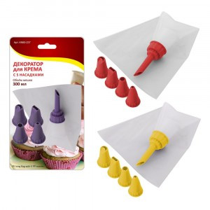 Декоратор д/крема с 5 насад, 300мл (кратность 6шт!!!), полимер.материал, пластик AN80-237 Мультидом