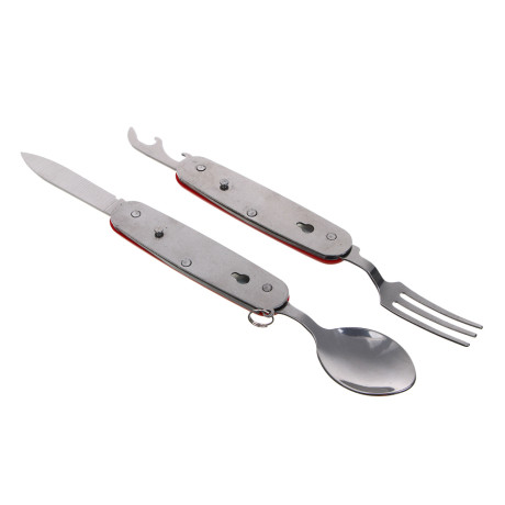 Набор туристический тм РОКОТ, (нож, ложка, вилка, открывалка), нерж. сталь