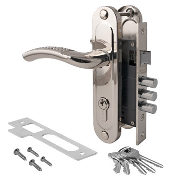 Замок врез 1027-NI/S Apecs (никель./мат.хром) с ручками (3 ригеля)  \20