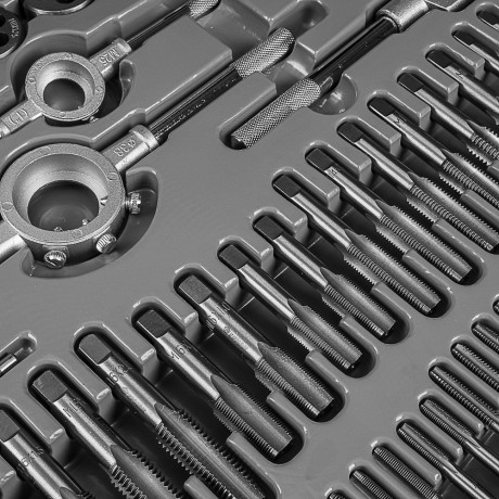 ЕРМАК Набор метчиков и плашек 110пр., сталь 9ХС