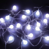 СНОУ БУМ Гирлянда эл. вьюн 9м, 40LED, шар 1,6см, белый, пост. свечение, ПВХ прозрачный,220В