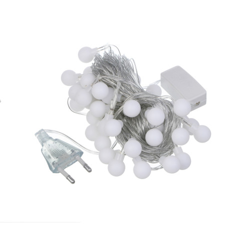 СНОУ БУМ Гирлянда эл. вьюн 9м, 40LED, шар 1,6см, белый, пост. свечение, ПВХ прозрачный,220В