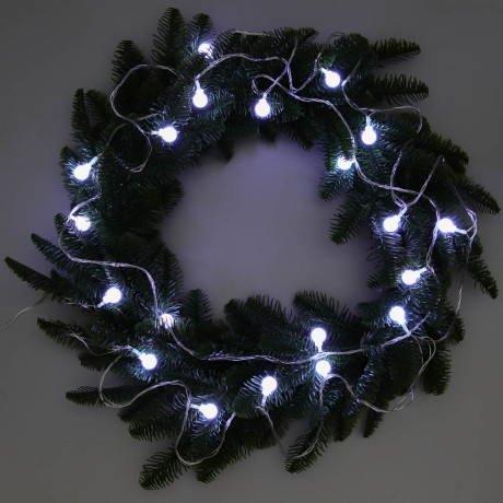 СНОУ БУМ Гирлянда эл. вьюн 9м, 40LED, шар 1,6см, белый, пост. свечение, ПВХ прозрачный,220В