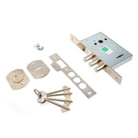 Замок врез ГАРДИАН-1011 сувальдный (защелка, 3 ригеля 13,5мм, м/о-77мм) полный комплект   \15