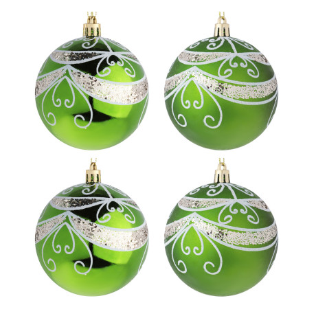 СНОУ БУМ Набор шаров 8 см, 4 шт, пластик, глиттер, 26-158