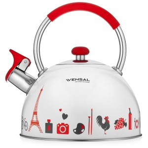 Чайник со свистком VENSAL Paris 3001VS, 2,5л, нерж.сталь, силикон