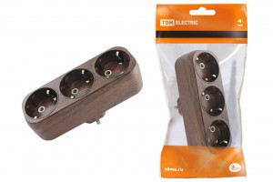 TDM разветвитель (тройник) 3роз. 16А Эко бук, земля линейный (10!) SQ1806-0081