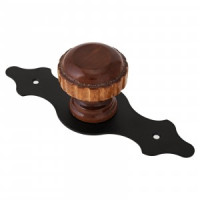 Ручка-кнопка дверная сталь+дерево мод.7 черный инд.уп. Домарт (10)