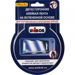 Клейкая лента двусторонняя для крепления зеркал Unibob 19мм х 5м, белая