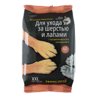 Влажные полотенца для шерсти и лап с маслом Ши и вит. D Teddy Pets 60 шт