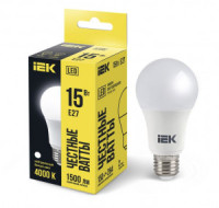 IEK лампа св/д ЛОН A60 E27 15W(1500lm) 4000K 4K 131x60  матовая LLE-A60-15-230-40-E27